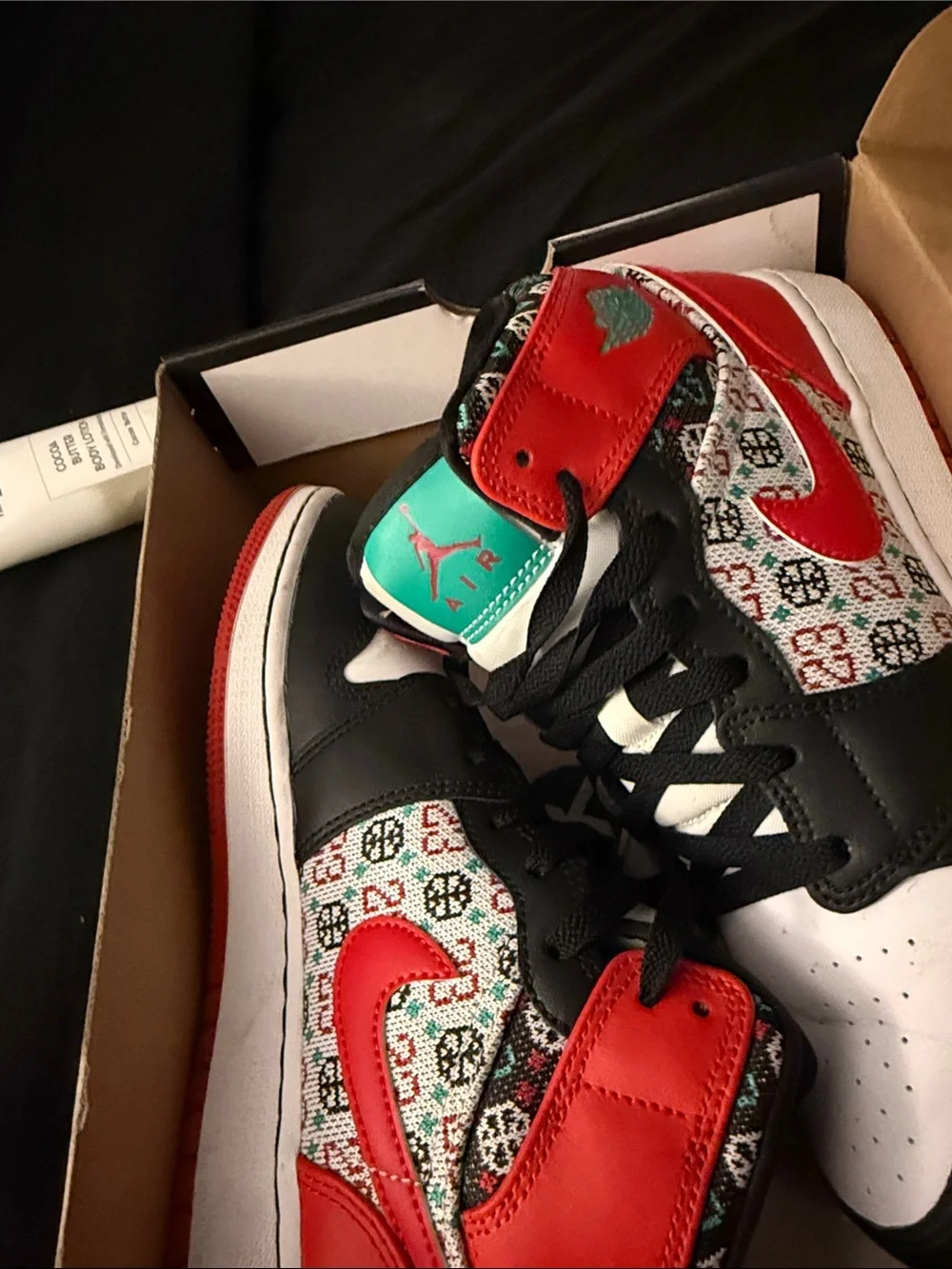 Jordan Kids Red, Black & White Patterned Low-Top Sneakers